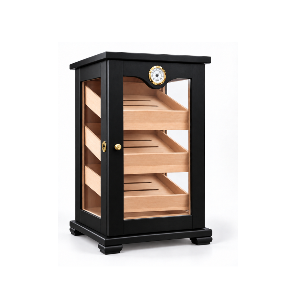 Mini Tabletop Cigar Humidor with Glass Door & Analog Hygrometer