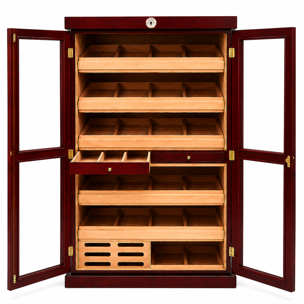 Double Door Humidor with Digital Hygrometer & LED w/ 4000 Capacity