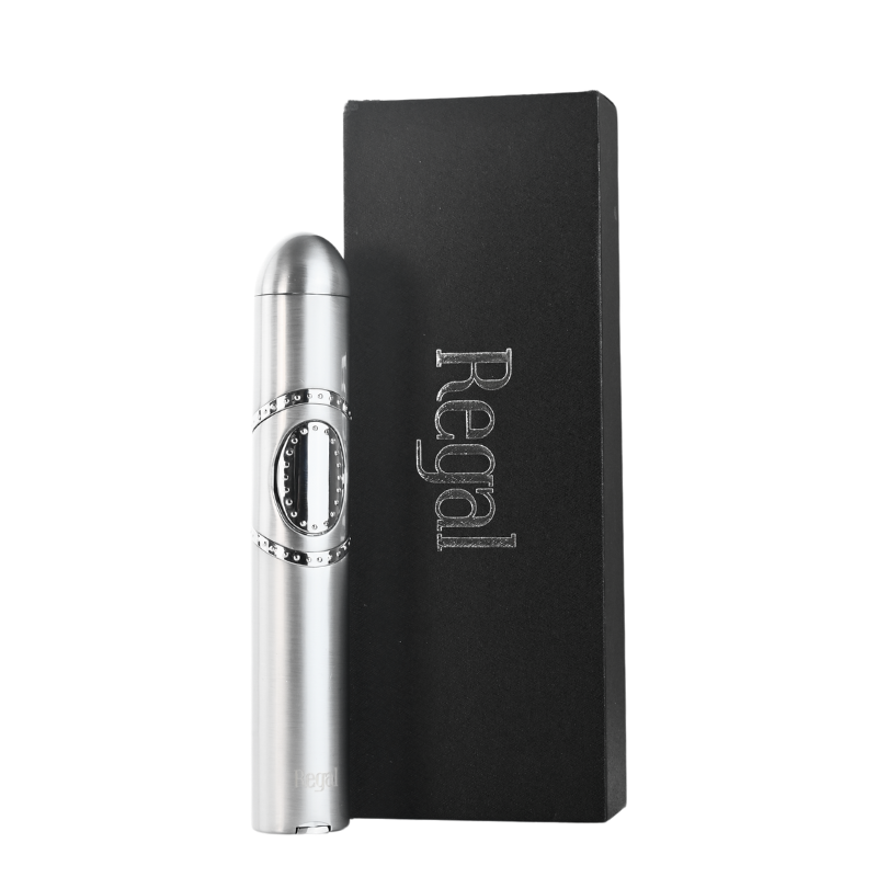 Regal Cigar Shape Quad Lighter With Punch Cutter & Cigar Nubber