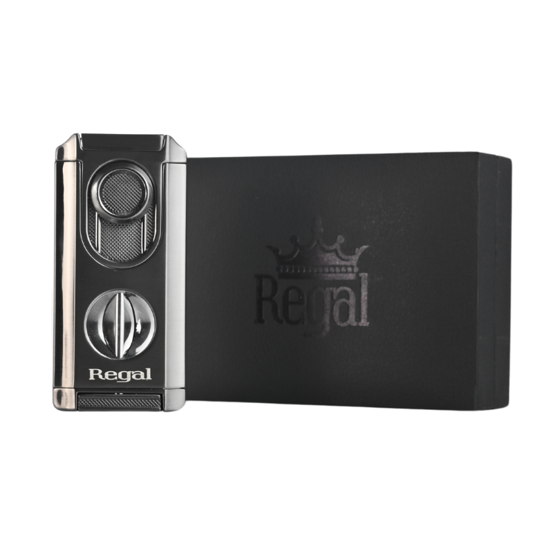 Regal Ultra Quad Torch Lighter with Built in V-Cutter & Cigar Rest