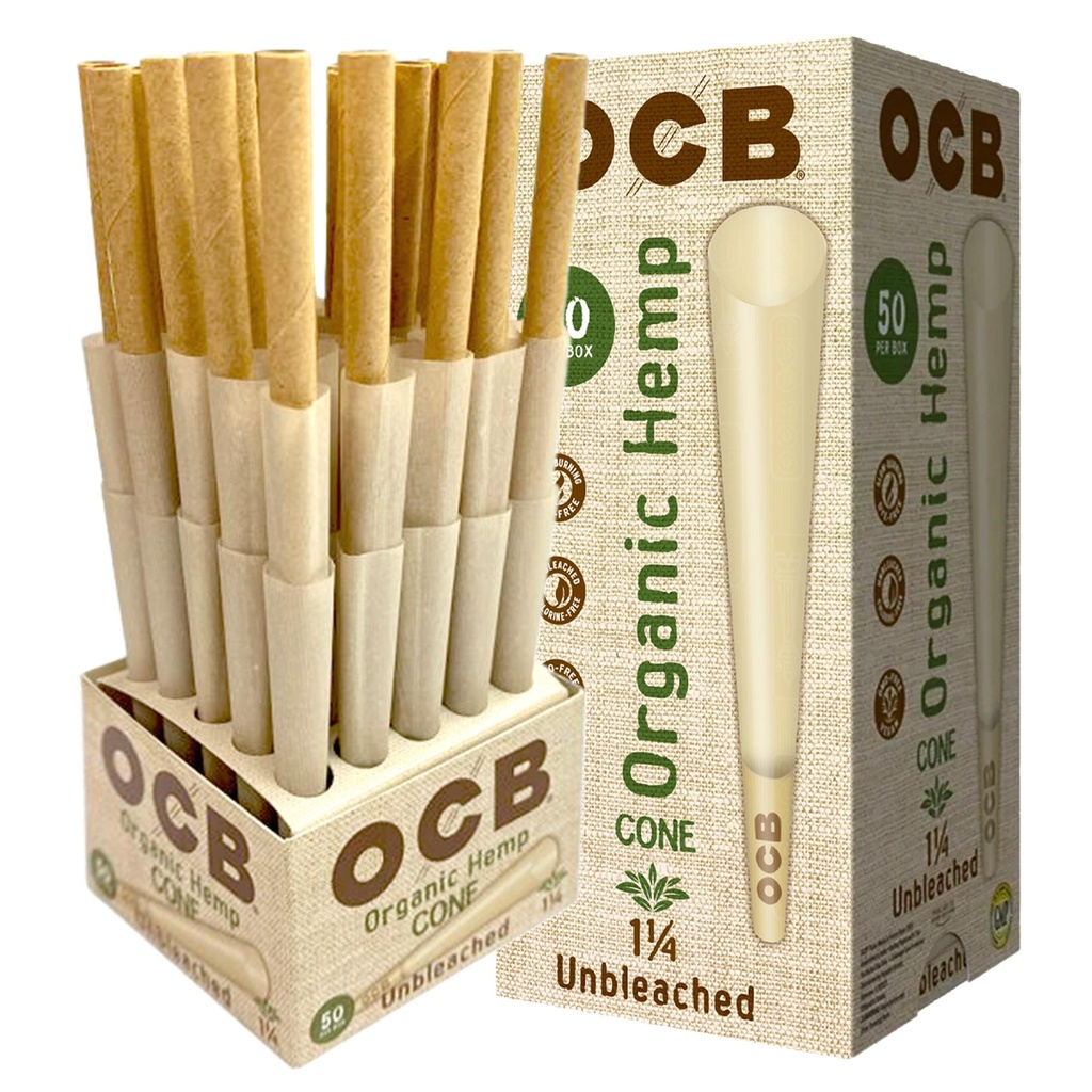 OCB Organic Hemp 1 1/4 Pre-Rolled Cones Mini Tower- 50ct