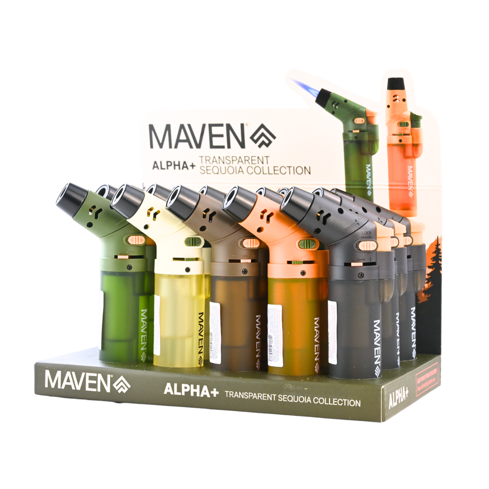 Maven Alpha+ Transparent Sequoia Collection Lighter - 15ct