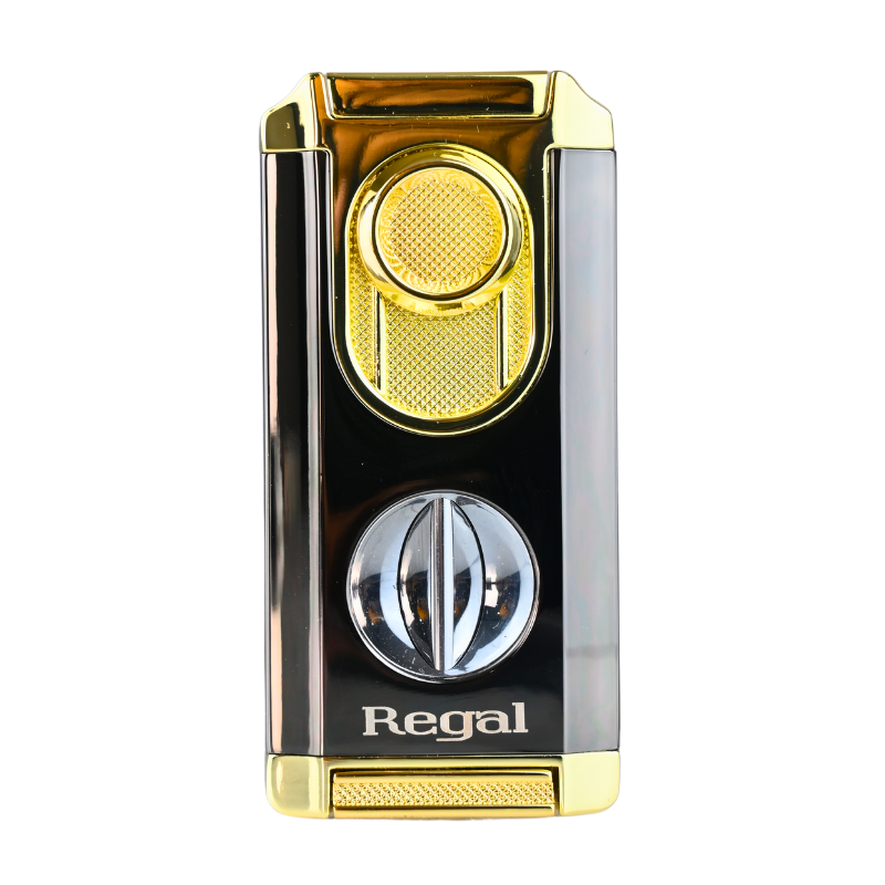 Regal Ultra Triple Torch Lighter with Built in V-Cutter & Cigar Rest