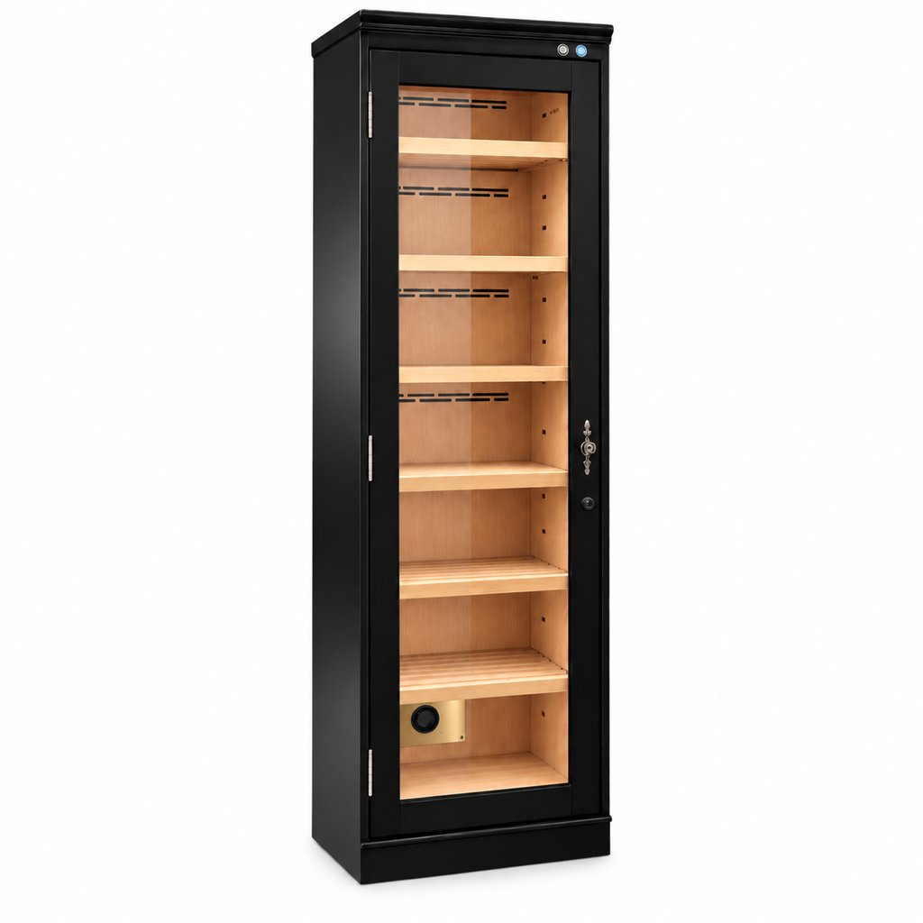 Premium Single Door Humidor with LED Lighting & Built-In Fan