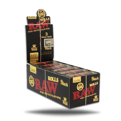 [RAWBLKCLKS3MROLL/12] RAW Black Classic King Size 3 Meter Rolls - 12ct