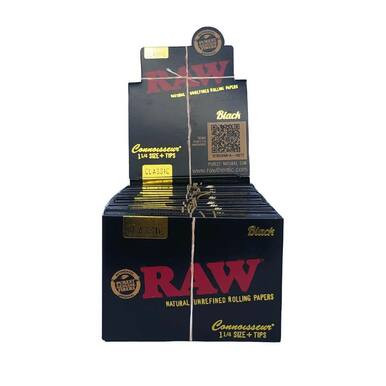 [RAWBLKCONN114/24] RAW Black Connoisseur 1 1/4 Papers & Tips - 24ct