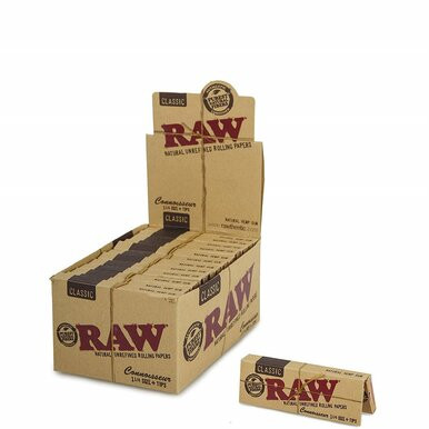 [RAWCLCONN114/24] RAW Classic Connoisseur 1  1/4 Rolling Papers and Tips - 24ct