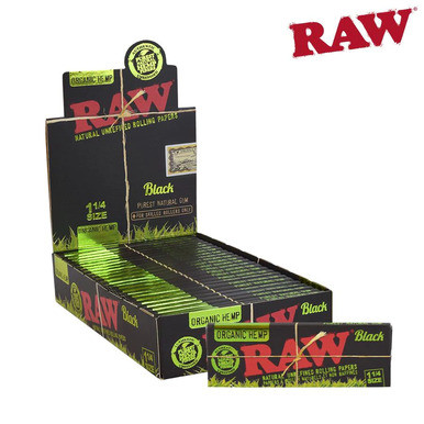 [RAWBLKORG114/24] Raw Black  Organic Hemp 1 1/4 Rolling Paper - 24ct