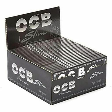 [OCBBLKSLMRP/50] OCB Black Premium Slim Rolling Papers - 50ct