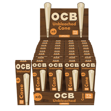 [OCBVRGN114CONE/12] OCB Virgin Unbleached 11/4 Cones - 12ct