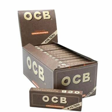 [OCBVRGNUNBL114RPFLT/24] OCB Virgin Unbleached 1 1/4 Rolling Papers+ Filters - 24ct