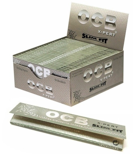 [OCBSLVXSLMRP/50] OCB Silver X-Pert Slim Fit Rolling Papers - 50ct