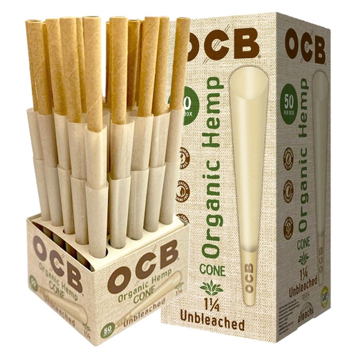 [OCBORG114PRECN/50] OCB Organic Hemp 1 1/4 Pre-Rolled Cones Mini Tower- 50ct