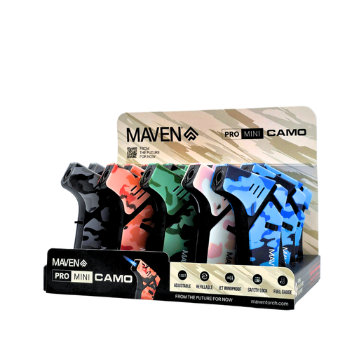 [MAVENPROMINICAMO/15] Maven Pro Mini Camo Torch Lighters -15ct