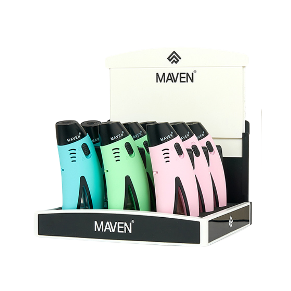 Maven Razor Pocket Torch Lighter - 9ct (Blue/Pink/Green) | Tabac Arsenal